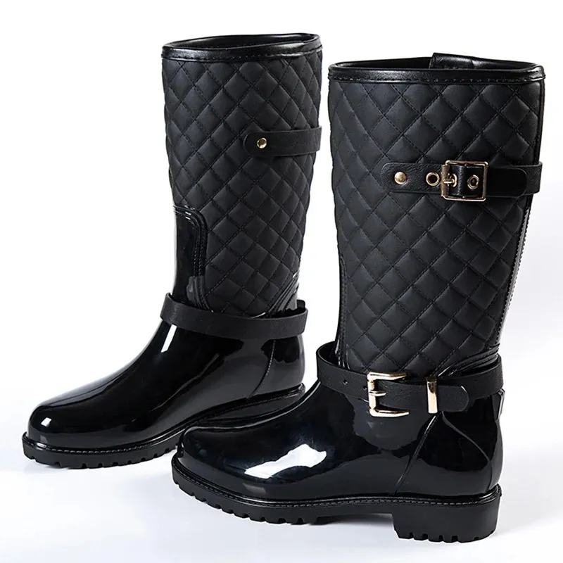 패션 품질의 물 비 신발 따뜻한 여성용 전당 Rain Boots in the Rain Boots Ladys Rainboots Women Boots Shoes 240102