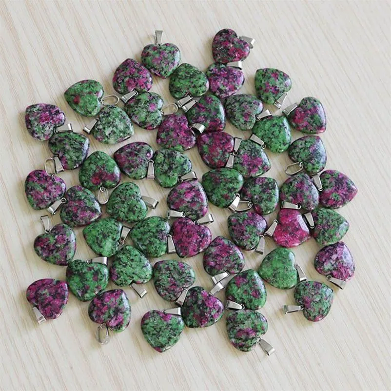 ホールチャームファッションRedandGreen Treasure Love Heart Shape Pendants Stone Beads Diy Jewelry Makine Makeing Womens344o