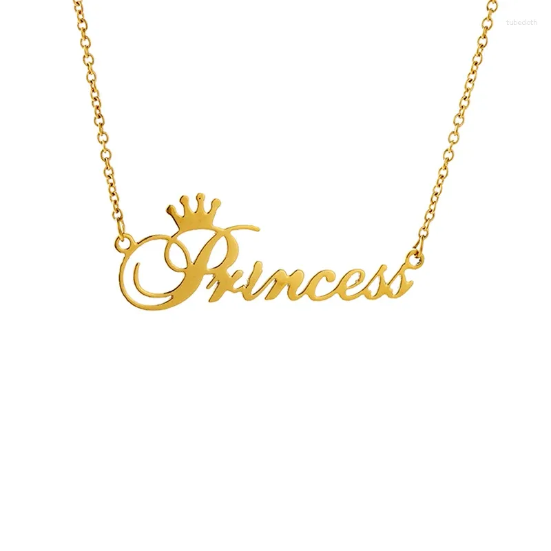 Pendant Necklaces Personalized Gold Color "Princess" Name Necklace Stainless Steel Letter Pandent Jewelry For The Daughter Birthday Gift