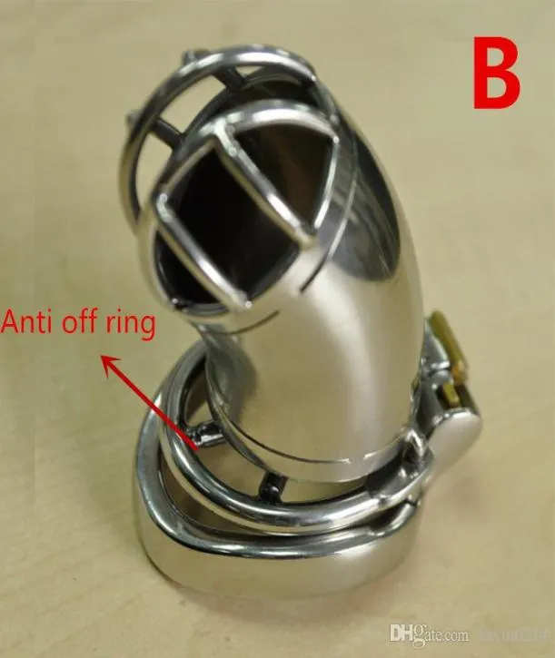En son tasarım erkek iffet cihazları paslanmaz çelik küçük iffet kafesi ile anti -ring cockring sm oyuncakları erkekler için g712058507157