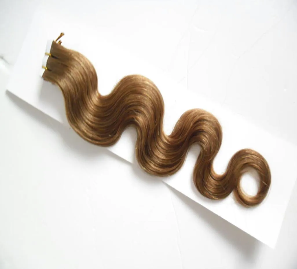 Tape In Machine Made Remy Human Hair Extensions 100 Remy Human Hair 100G40Pcs Body Wave Brazilian Tape Hair9573701