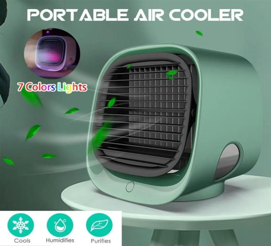 2020Nieuwe Draagbare Airconditioner Multifunctionele Luchtbevochtiger Luchtreiniger USB Desktop Luchtkoeler Fan Met Watertank Thuis Handheld Humid6420247