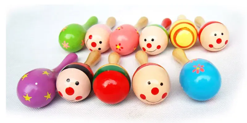 11CM Baby Toy Kids Wooden Rattle Maracas Cabasa Music Instrument Sand Hammer Orff Instrument Infant toys