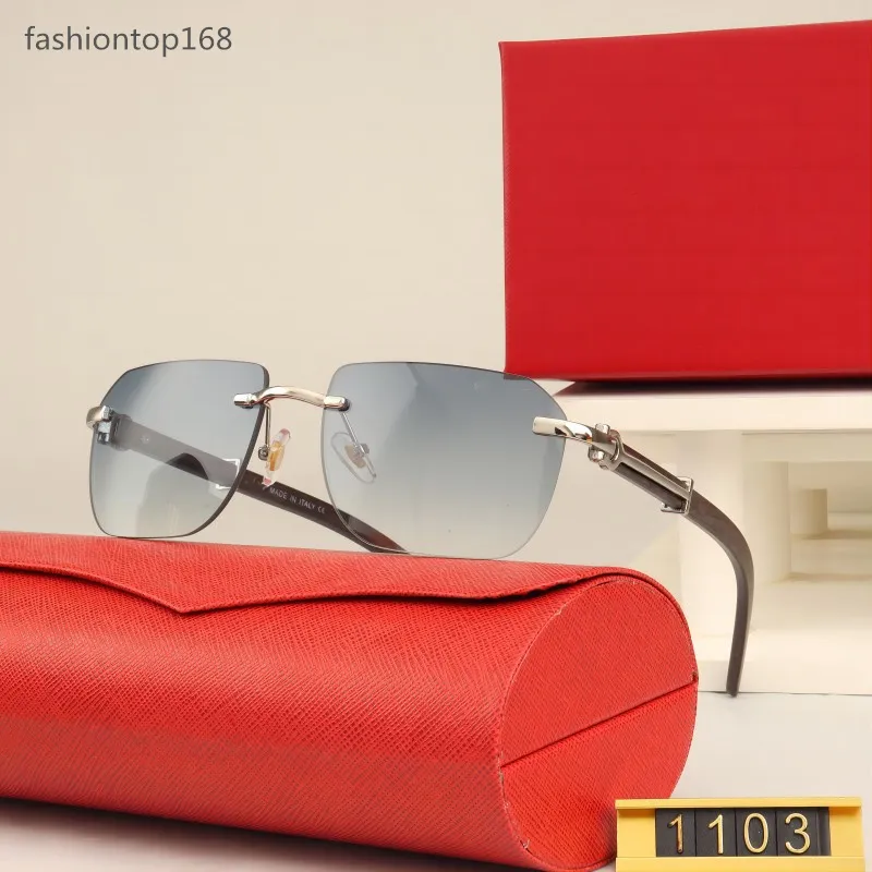 Classic Rectangular Square Composite Metal Frameless Optical Frame Luxury Gold Sunshade Solglasögon för män och kvinnor designer solglasögon bokstäver CCC