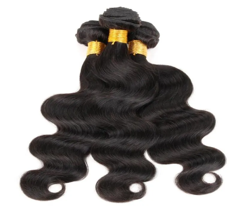 3 Bundles Brésiliens Corps Vague Cheveux Armure Couleur Naturelle Noir Vierge Indien Malaisien Péruvien Cambodgien Chinois Trame de Cheveux Humains4537569