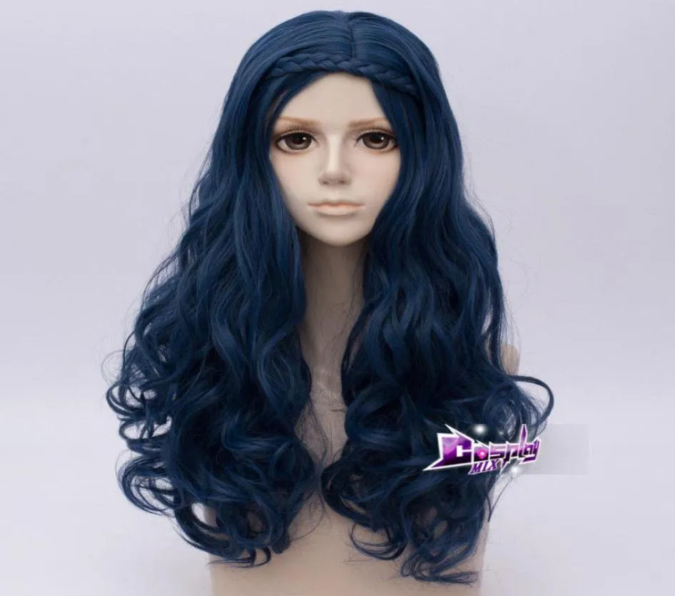 Ly cs tani taniec cosplaysgtgtgtchild Kids Evie Wig Long Blue Wave Cosplay Kostiumy dla potomków7974362