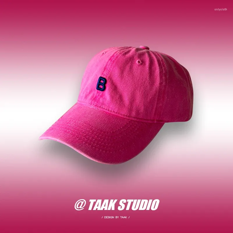 Casquettes de baseball B Lettres Chapeau Femmes Été Style coréen Ins All-Match Rose Rouge Casquette de baseball Peaked Fashion