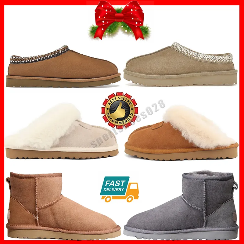 Snowboots Tazz pantoffels UG Tasman platformlaars AustraliaDesigner dames enkellaarsjes ultra mini mosterdzaad kastanjebont slides schapenvacht dames winterschoenen