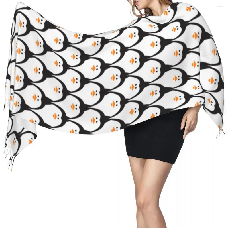 Foulards Écharpe de pingouin drôle hiver long grand gland doux enveloppement pashmina