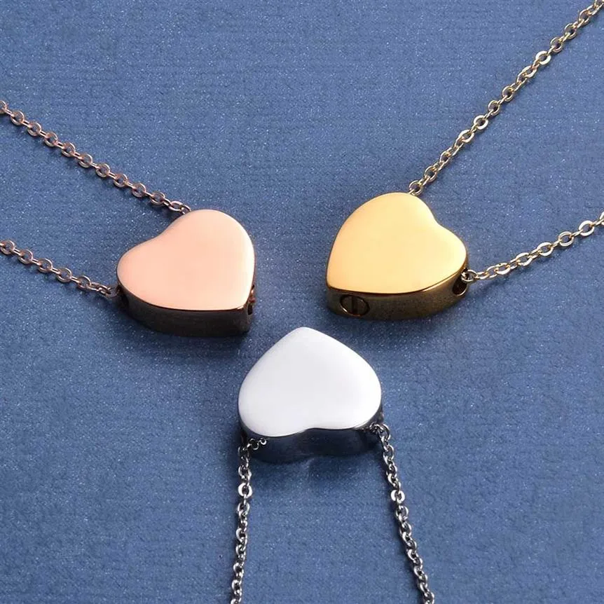 Rostfritt stål Kremeringsmycken för Ashes Heart Urn Necklace Memorial Pendant Keepsake For Women Men322U