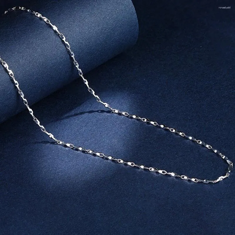 Kedjor PT950 Pure Platinum 950 Chain Women Gift Solid 1,1 mm pärlor STOR Vägglänk Halsband 16,9 '' till 17,7 ''