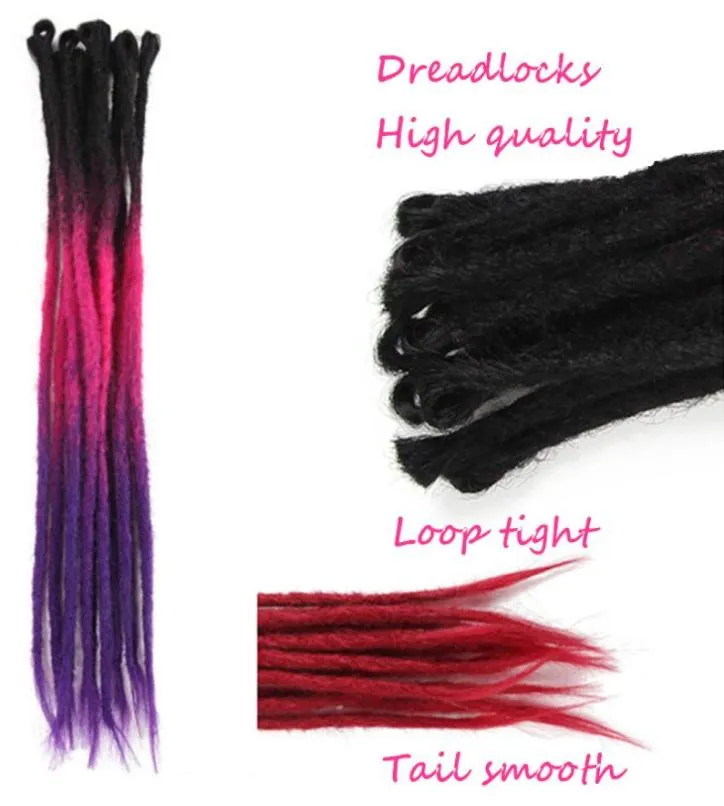 Handgemaakte DREADLOCKS Ombre Hair Extensions Synthetische gehaakte vlechten DREADS Hair Extensions Handwerk Synthetisch vlechthaar Blond 1240873