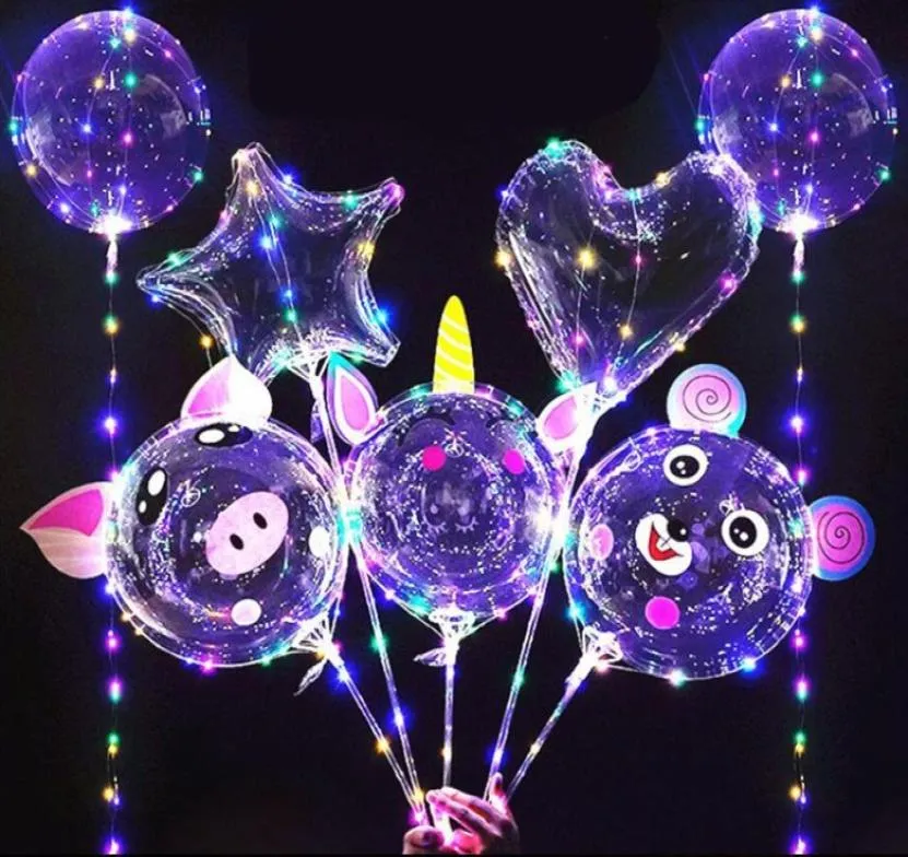 20 inç Bobo Balon LED Işık Çok Molor Aydınlatma Aydınlık 70cm Pole 3M 30leds Gece Parti Balon Düğün Tatil Dekorasyonu1745991