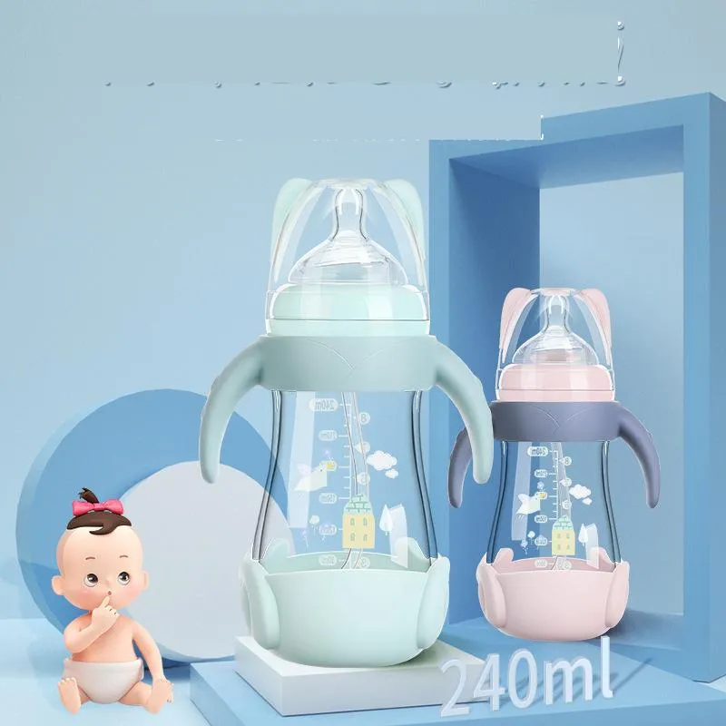 Baby Bottles Crystal Diamond Drop Resistant Glass Bottle Portable Cartoon Delivery Otdvn