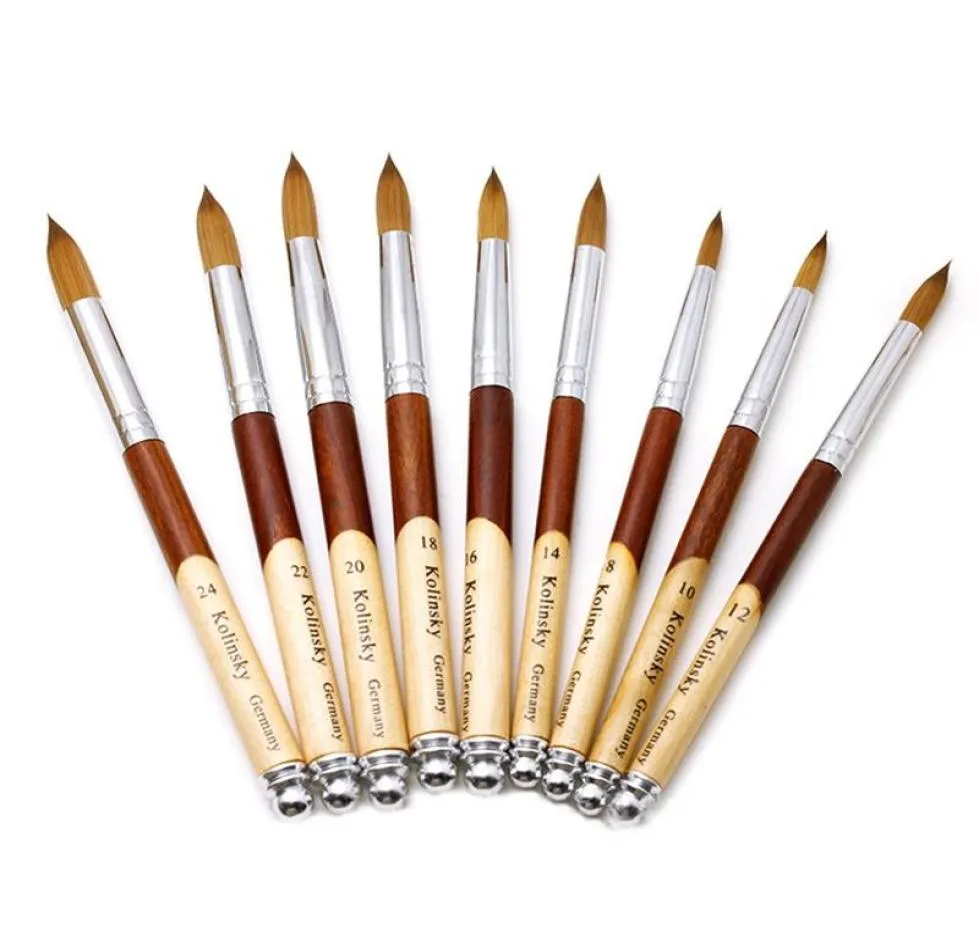 1pc Kolinsky Sable Acrylic Nail Art Brush No 24681012141618 UV GEL Carving Pen Brush Liquid Pulver Diy Nail Drawing6997522