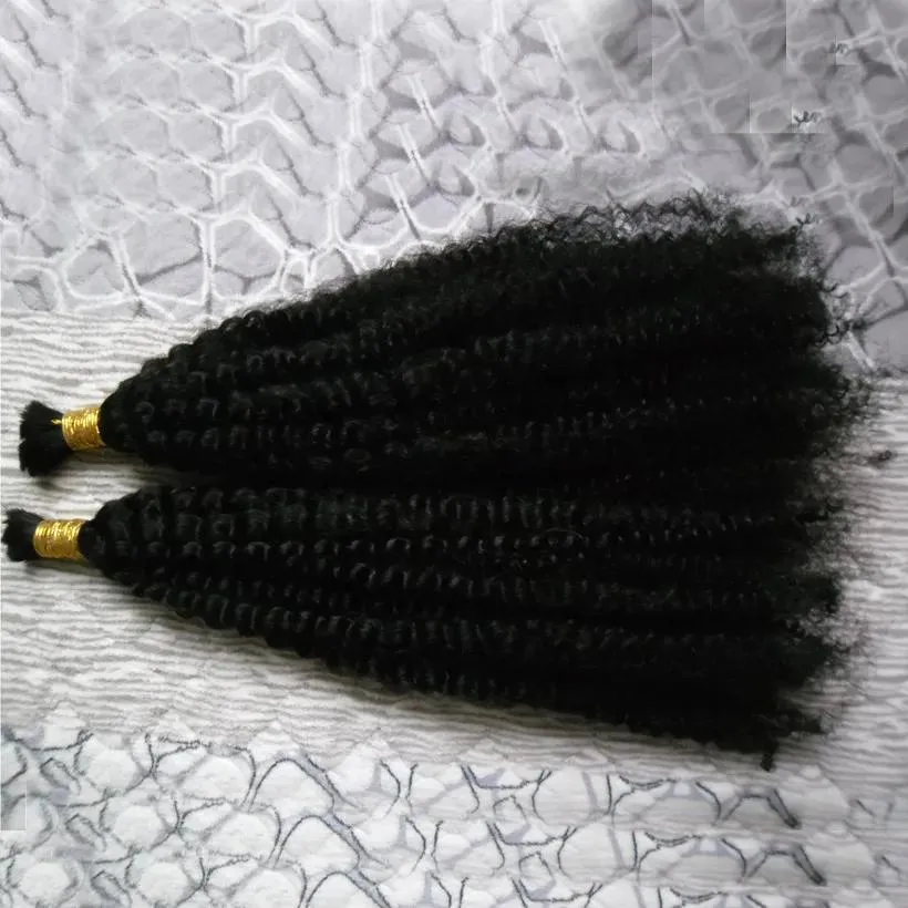 Bulto rizado mongol del cabello humano del pelo 2PCS del bulto del bulto para trenzar el pelo negro natural 200g