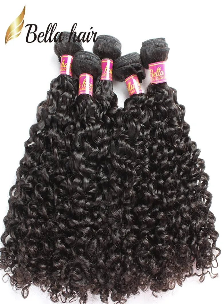 Human Virgin Hair Pakiety przedłużenia kręconych fali Malezji 100 nieprzetworzonych włosów Weves Double Weft Natural Black 34pcs Bellahair 9255325