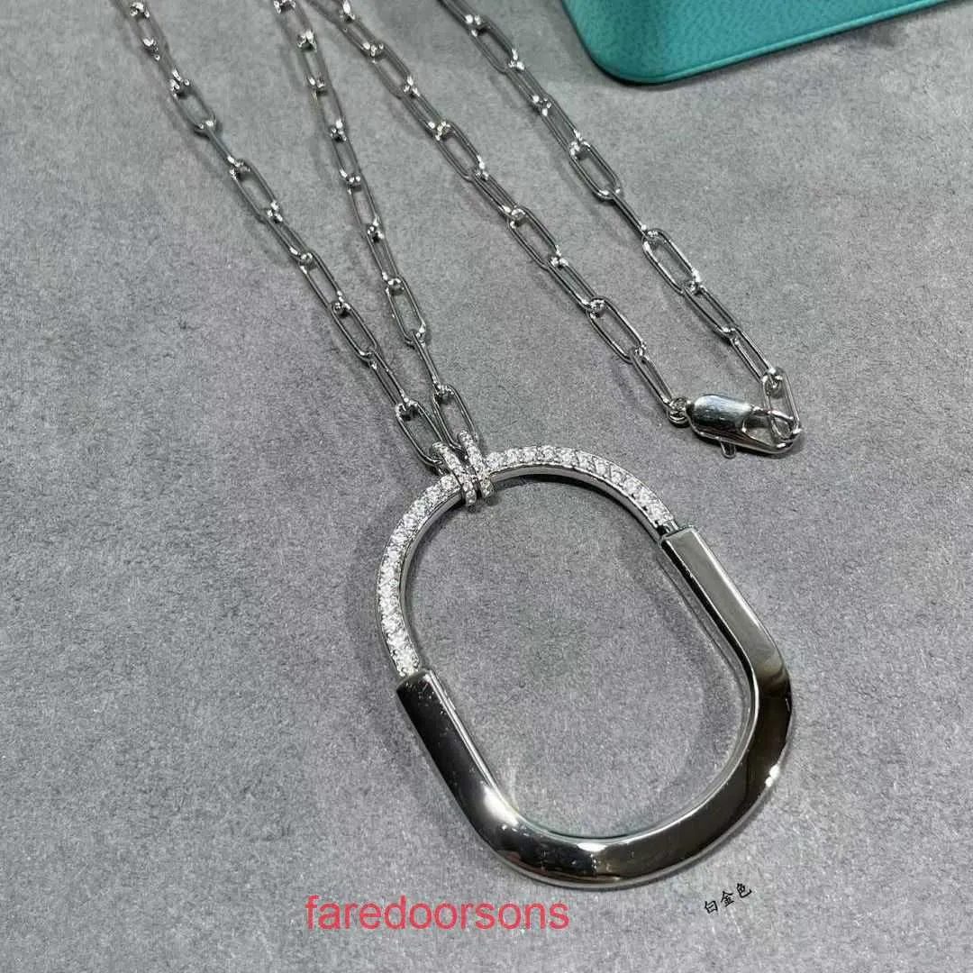 2024 new Designer Tifannissm necklace Stainless steel 23 Year New LOCK Colored Half Diamond Lock Necklace with Advanced Precision and Light