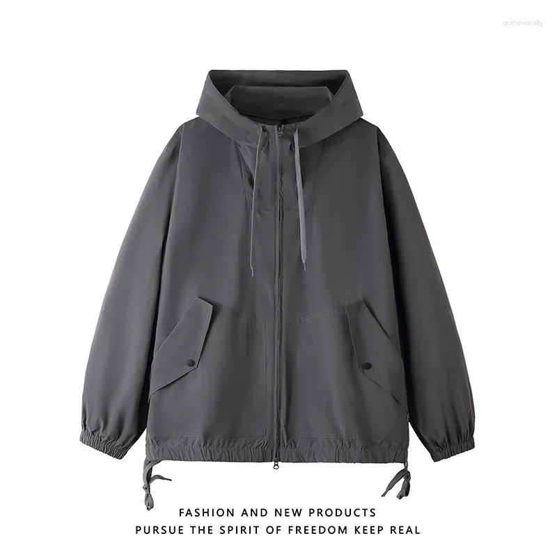 Men's Jackets Autumn Jacket Hooded Loose Solid Coat Charge Waterproof Large Simple Fashion Outer