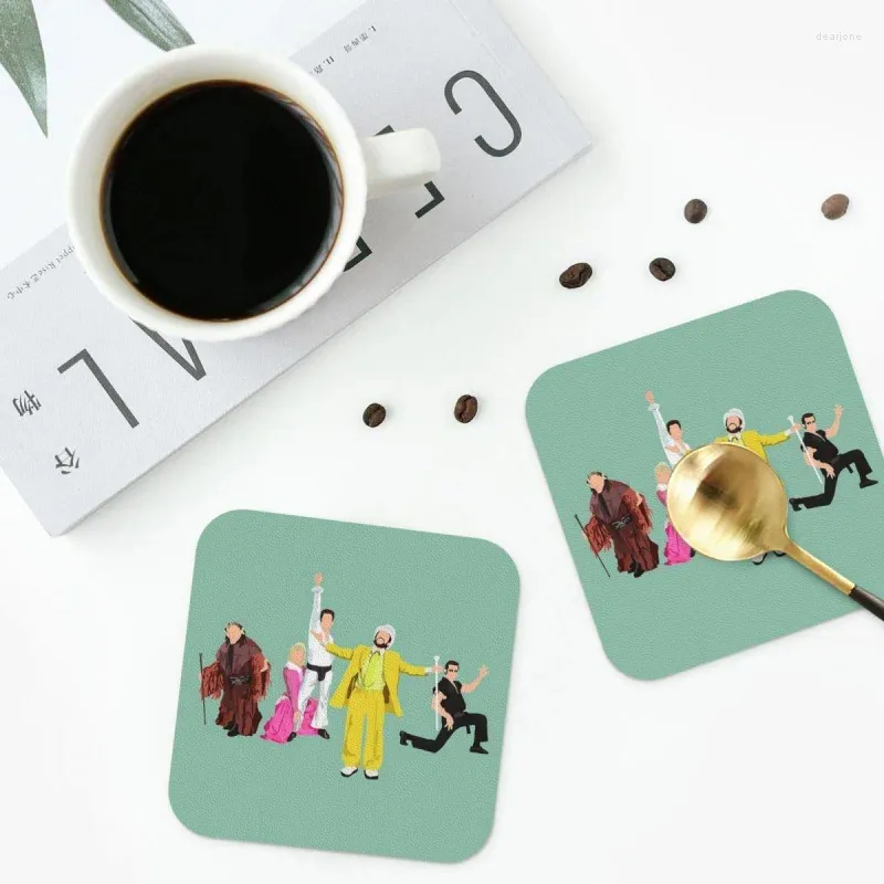 Bordmattor Nitemen Coasters PVC Leather Placemats Icke-halkisolering Kaffe för dekor Hem Kök Matkuddar Set av 4