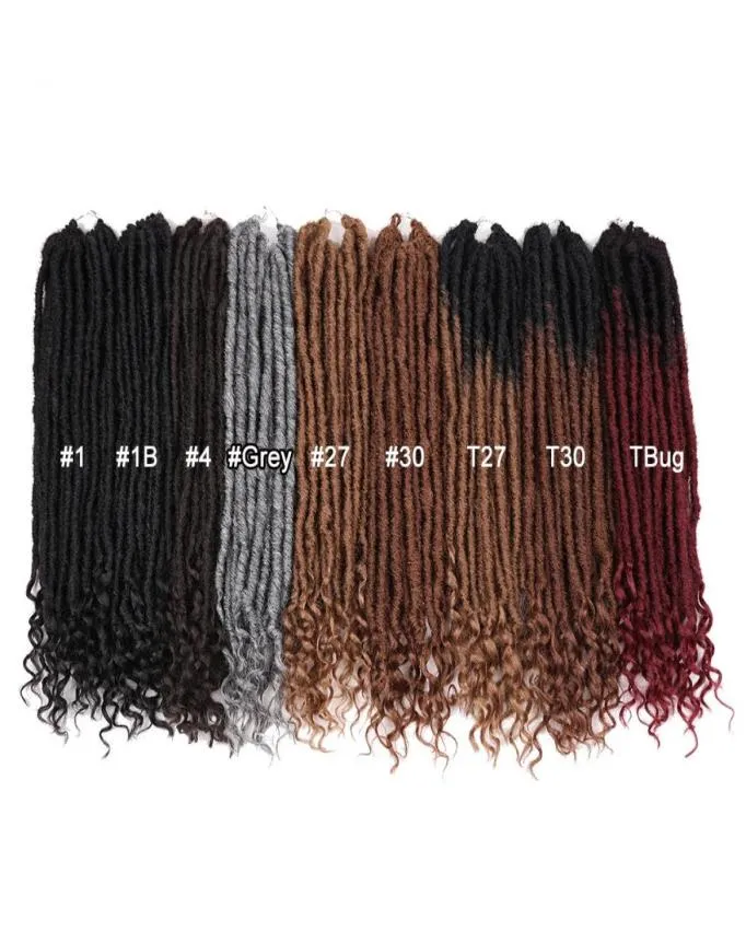 18quot Faux Locs Crochet Trenzas Ombre Diosa Crochet Pelos Extensión Suave Natural Trenzado Sintético Cabello Dreadlocks2273445