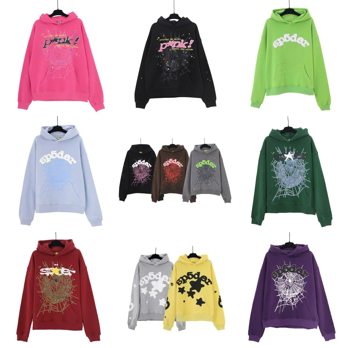 Kadın Hoodies Sweatshirts Tasarımcı Erkek Örümcek Kapşak Hoodie Uzun Pantolon Sweatshirt 555 SP5DER BADAK HOVENY KÜÇÜK KÜÇÜK JUTERS KOLE SAĞLA ÇAĞRI MÜDATA KADAR