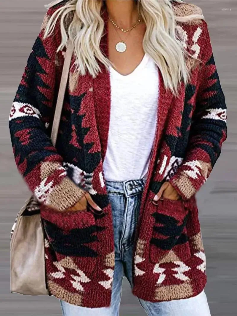 Kobiety dla kobiet jesienne i zimowe moda luźna na Halloween Sweter świąteczny z nadrukiem dzianin kardigan leniwy w stylu miasta elega