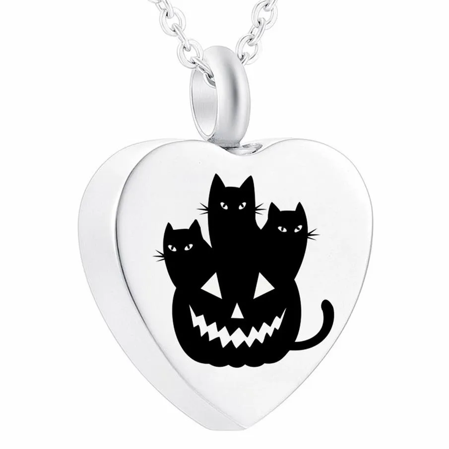 Pendentif en forme de cœur en acier inoxydable, tête de citrouille, démon, Halloween, crémation, cendres, collier commémoratif, souvenir avec remplissage, Kit228y