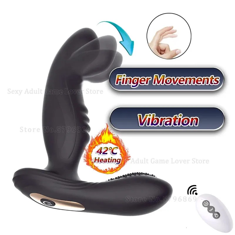 Männliches Prostata-Massagegerät Kitzeln Analvibrator Butt Plug Heizung Vibration Finger Ziehen GSpot Stimulation Erwachsene 18 Sexspielzeug für Männer 240102