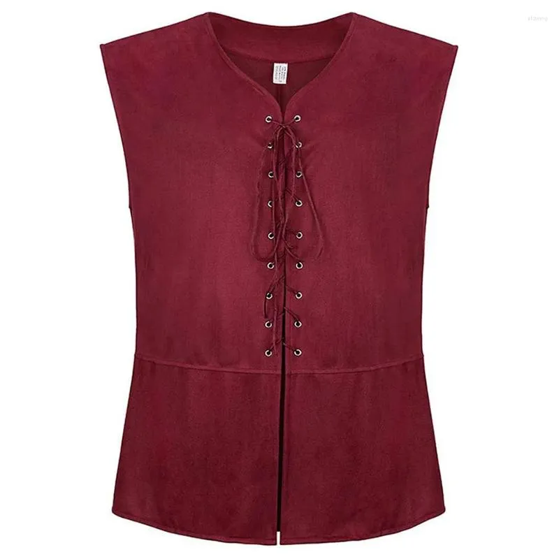 Gilets pour hommes gilet confortable gilet steampunk col en V hiver automne confortable gothique à lacets Renaissance sans manches