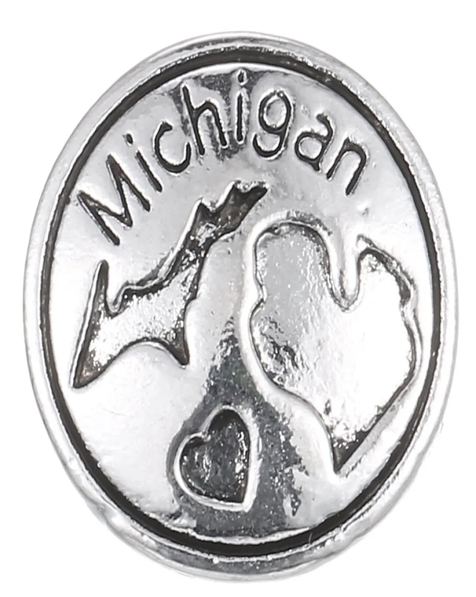 10 Stück 2017 Silber Michigan Druckknöpfe 18 mm Charms Schmuck Snap für DIY Silber Snap Armband1149316