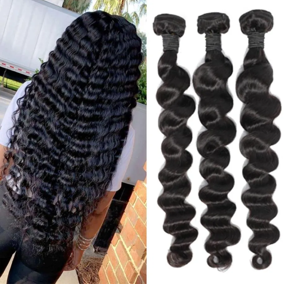 Brésilien Vierge Cheveux Humains Weave 3 Bundles Corps Droit Lâche Vague Profonde Bouclés Pas Cher 9A Péruvien Raw Indien Extensions de Cheveux Whole7709343