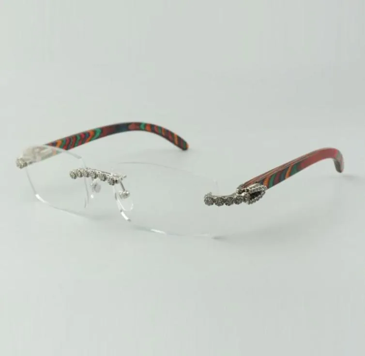 Lunettes de diamant bouquet de créateurs Montures 3524012 avec branches en bois de paon pour taille unisexe 563618135mm9111050