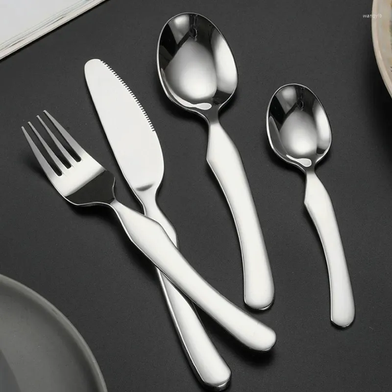 Conjuntos de louça 4 pc crianças conjunto de utensílios de mesa 304 colher de aço inoxidável faca prata talheres garfo sobremesa colher de chá utensílios de cozinha