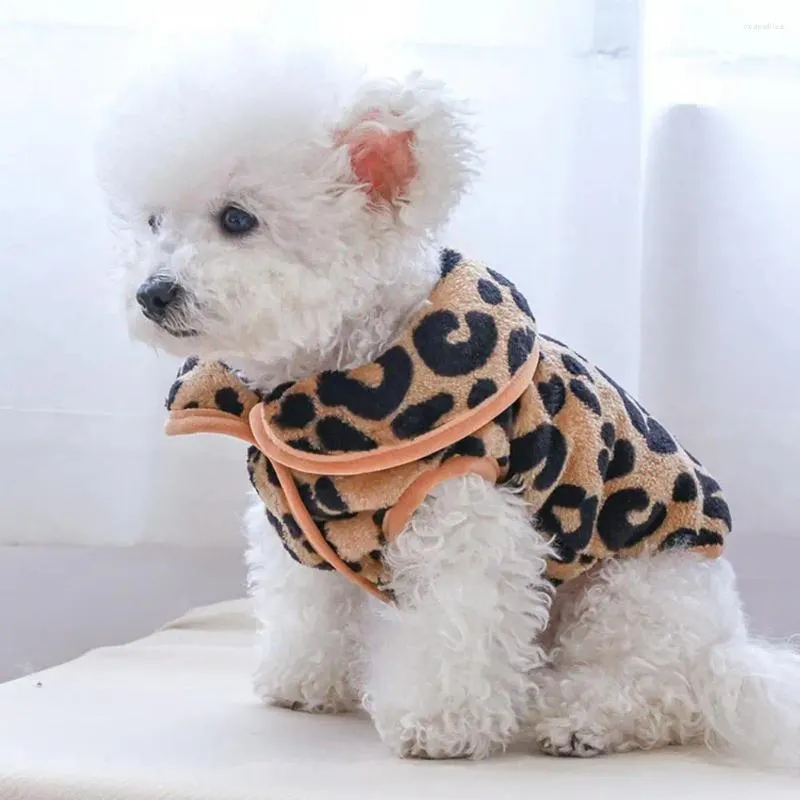 Hundkläder husdjur väst dockakrage leopard tryckt tvåbenad valppyjamasdräkt fleece kläder för små hundar ropa para perros