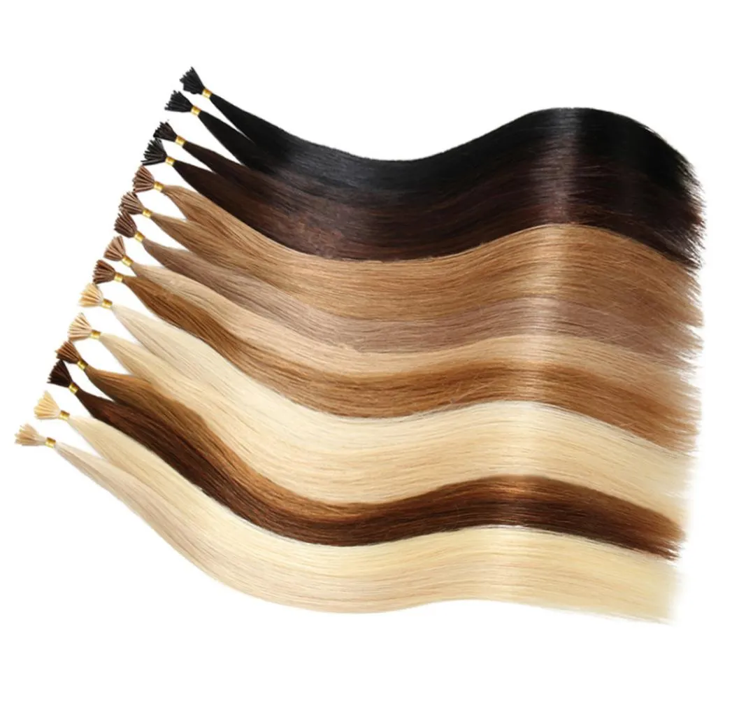 Extensions de cheveux pré-collés entiers Nano Ring I Extension de cheveux à pointe 50 brins couleur noir brun foncé blond Cheap7756901