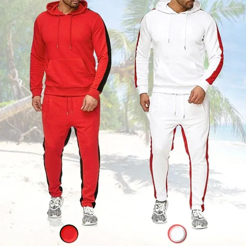 Tracksuits masculinos Moda Homens Sportswear 2 peças Activewear Ginásio Fitness Ao Ar Livre Conjunto de Esportes Treinamento Exercício Colorblock Mangas Compridas