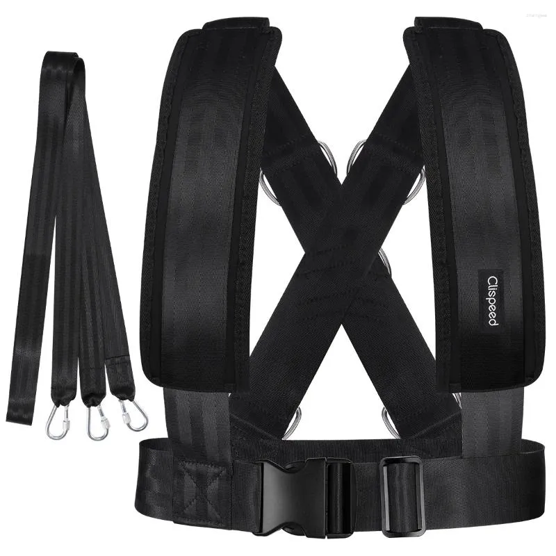 Accessori Clispeed Imbracatura da allenamento per slitta Fitness Allenamento di resistenza Esercizio Tracolla Fascia Taglia unica (Nero)
