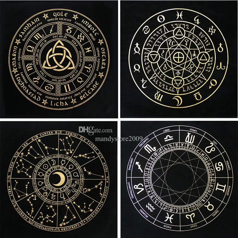 Black Tablecloths Tarot Clot Card Divination Halloween Tablecloth Black Gold Fashion Decoration Alchemical Sigil Altar Astrology