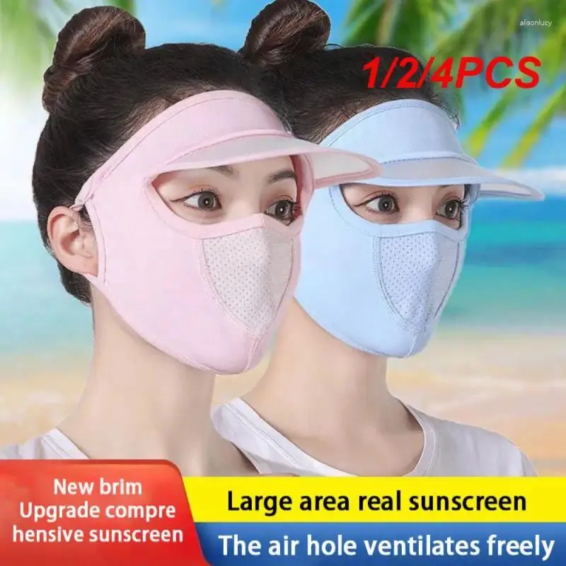 Bandanas 1/2/4st sommarsolskyddsmedel Silkmask UV -skydd Face Cover Veil med Brim Outdoor Cycling Sun