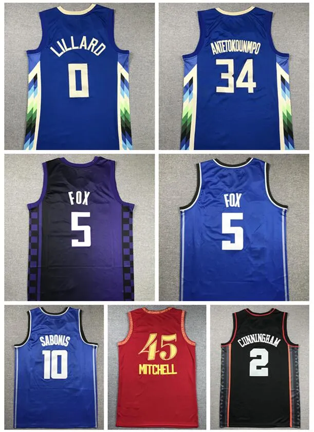 3 maillots de basket-ball IVERSON City Edition yakuda O LILARD 5 FOX 10 SABONIS 45 MITCHELL 2 CUNNINGHAM 1 BRIDGES 7 DURANT BALL sports en gros populaire DHgate Discount