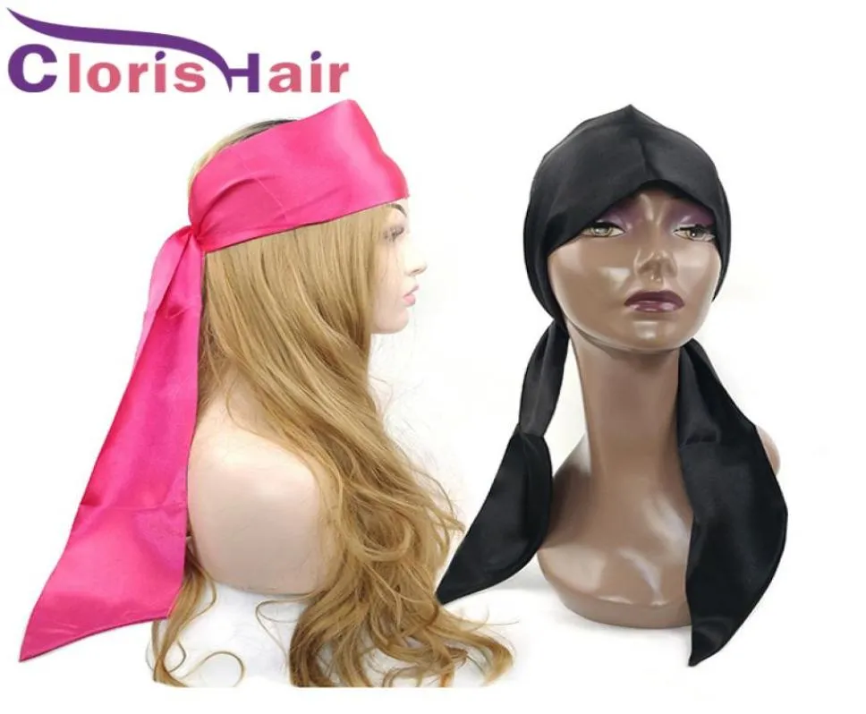 Mode rose noir cheveux cravate bande Extensions bandes d'emballage Satin soie frontale perruque bande bord personnalisé écharpe envelopper bandeau ceinture 1609454