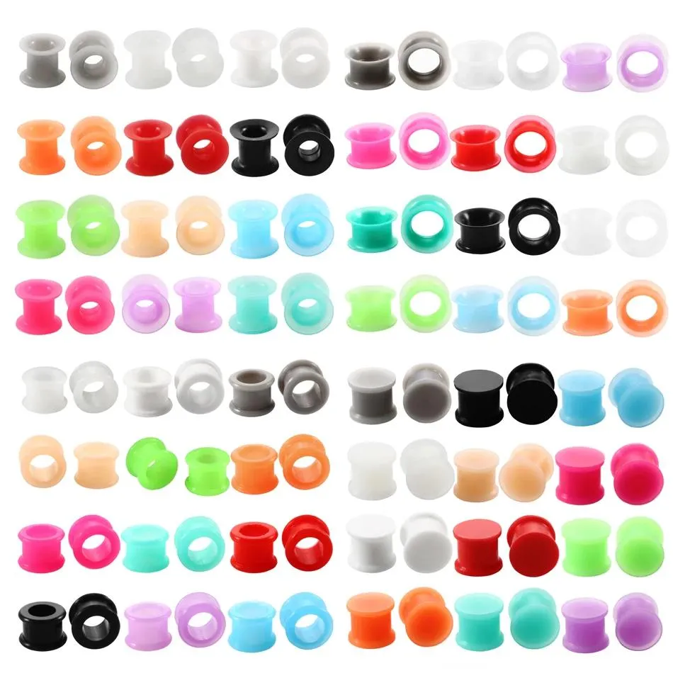 Jewelry 24pcs/lot Silicone Ear Plugs and Tunnels Ear Gauge Plug Ear Tunnel Earrings Lobe Ear Stretcher Expanders Body Jewelry Piercings