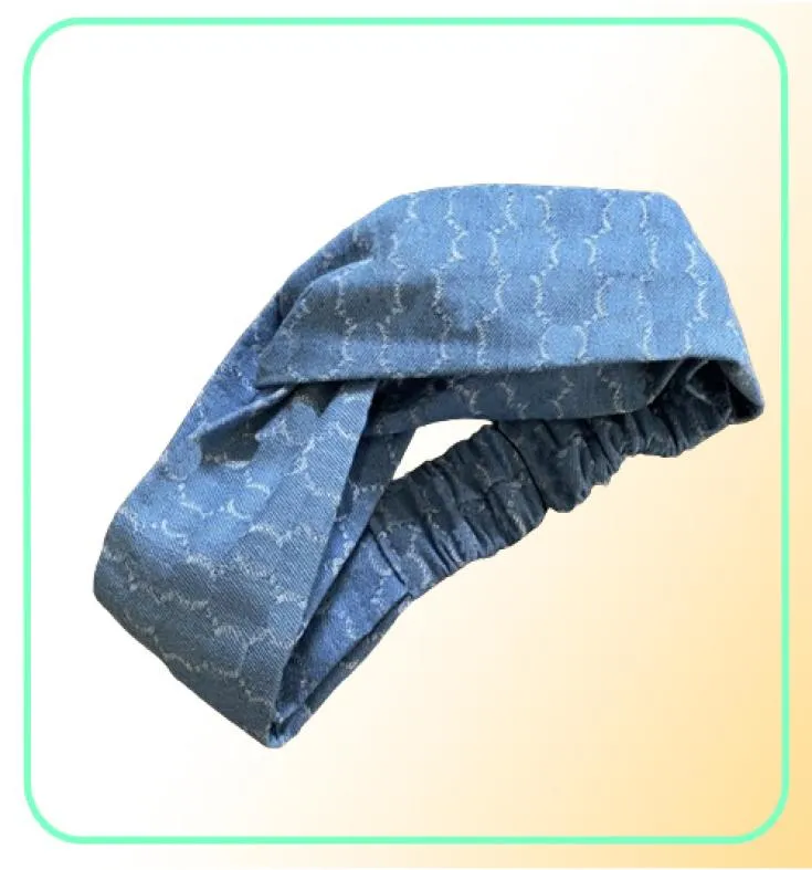 Plaid Denim Haarband Blau Gekreuzte Stirnbänder Tuch Dünnes Kopftuch Frauen Outdoor Brief Kopfschmuck Casual Headwraps3470930