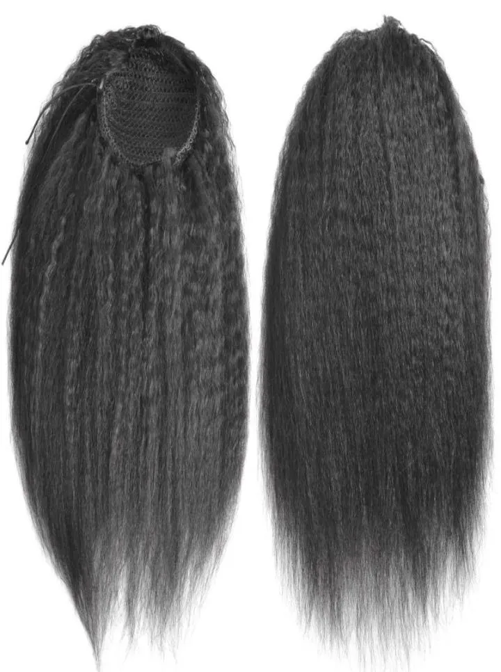 Cordon Afro Puff Kinky Straight Ponytail Cheveux Humains Chignon Chignon Postiche Pour Femmes Updo Clip dans Extension De Cheveux 120g ship5980915