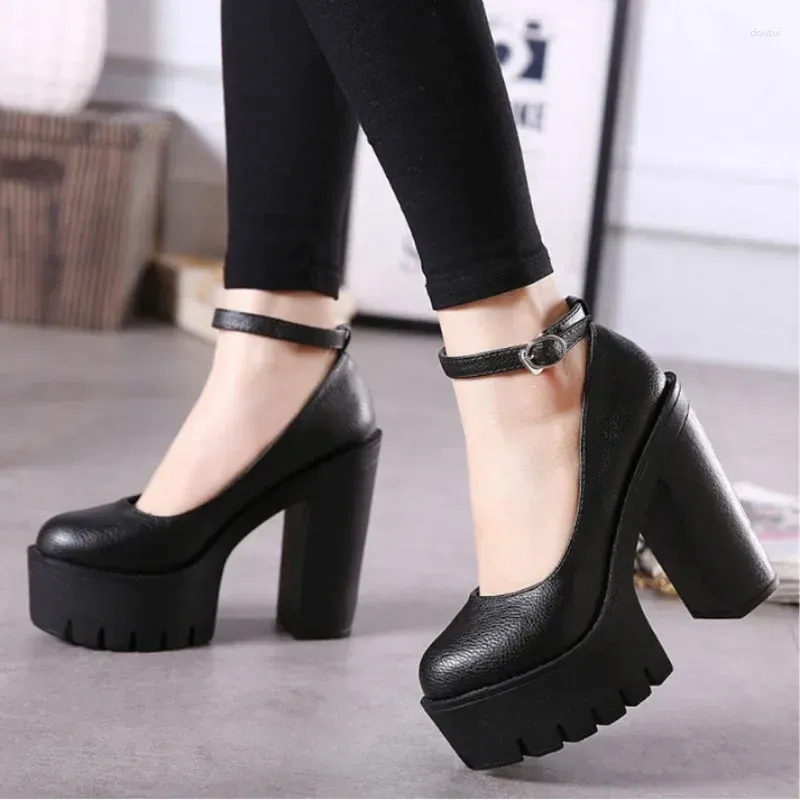 Dress Shoes Large Size Single Shoe Women 2024 Spring Autumn 14CM High Heels European And American Fashion One Line Buckle Women's