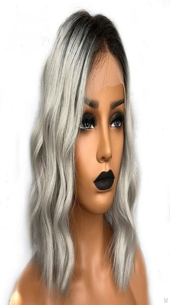 Brazilian Hair Ombre Grey 13x4 Lace Front Wigs Human Hair Remy Ombre bob Wig For Women Pre Plucked Glueless Short Bob Wigs4535893