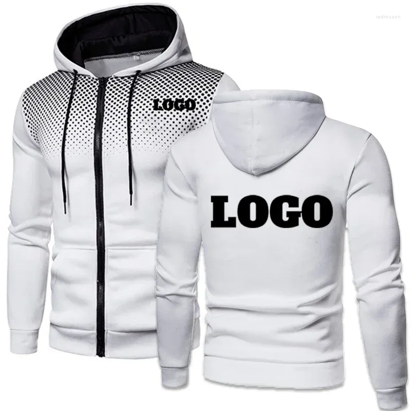 Felpe con cappuccio da uomo Logo personalizzato Felpa con cappuccio Casual Autunno Abbigliamento uomo Felpa con cappuccio con zip stampata personalizzata Maglione Y2k Street Wear Top 2024