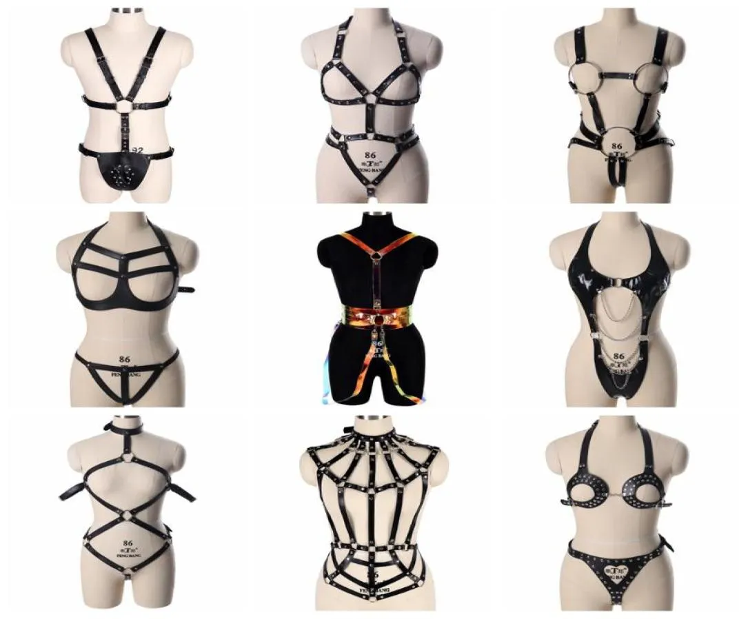 Belts Bdsm Adjustable Handmade PU Bandage Sexy Body Chest Harness Women Leather Strap Gothic Garter Belt Erotic Lingerie5857582