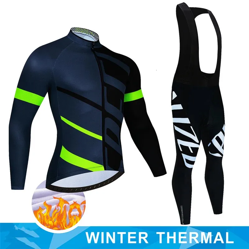 2024 inverno conjunto de lã térmica roupas ciclismo dos homens camisa terno esporte equitação bicicleta roupas bib calças conjuntos quentes ropa ciclismo240102